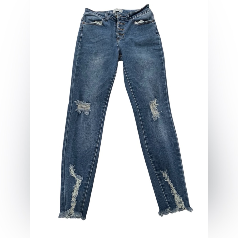 BAMBOO Blue Boyfriend Jeans Distressed Casual